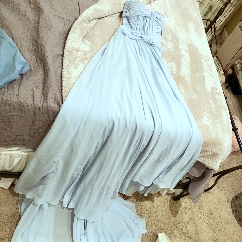 Baby blue backless formal gown